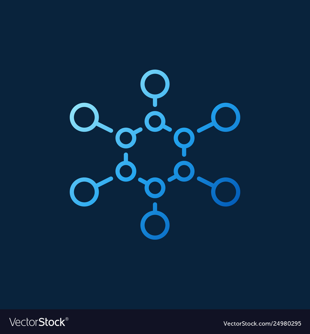 Chemical structure outline blue icon Royalty Free Vector