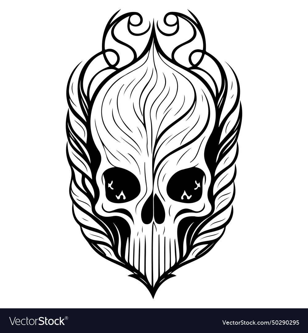 Doodle sketch art nouveau skull hand draw Vector Image