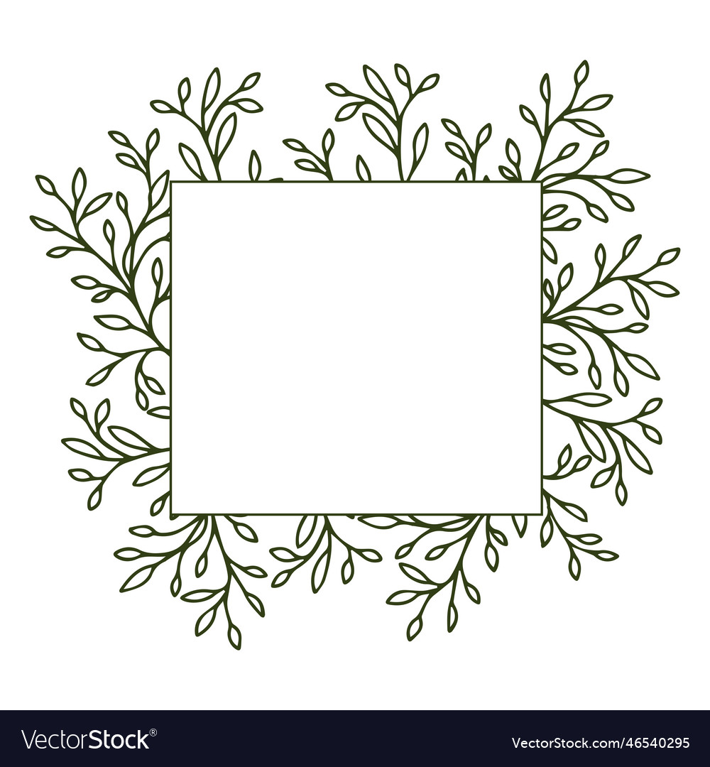 Floral simple leaves design frame for card Vector Image