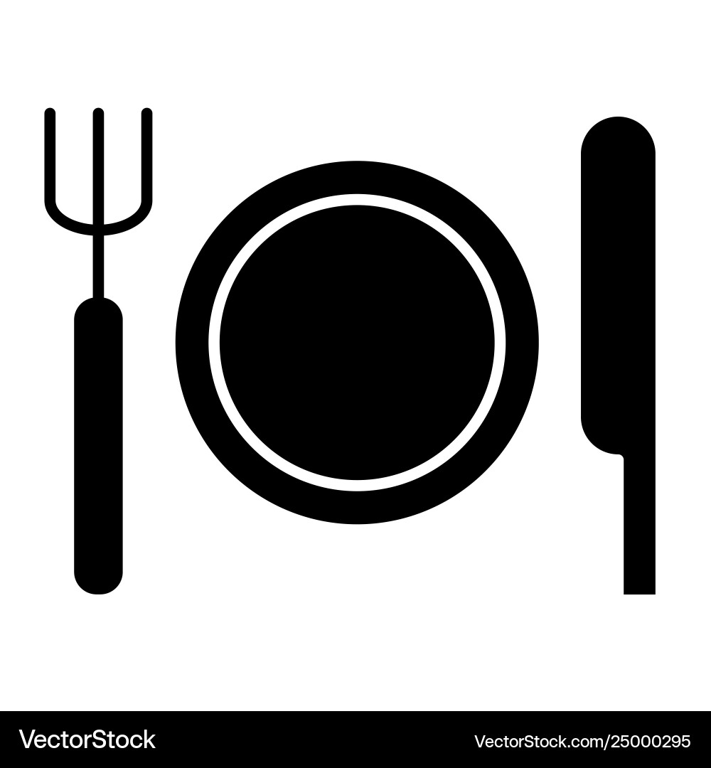 Place setting with plate knife and fork solid Vector Image