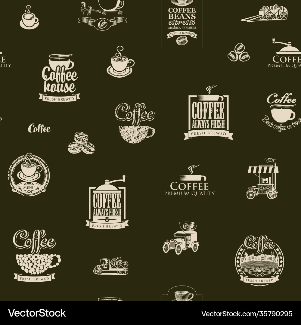 Seamless pattern on theme coffee Royalty Free Vector Image