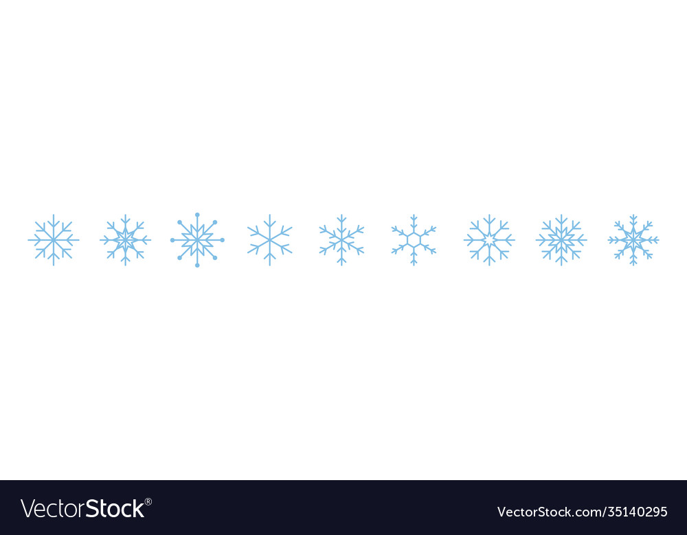 Snowflake line icon isolated elements set Vector Image