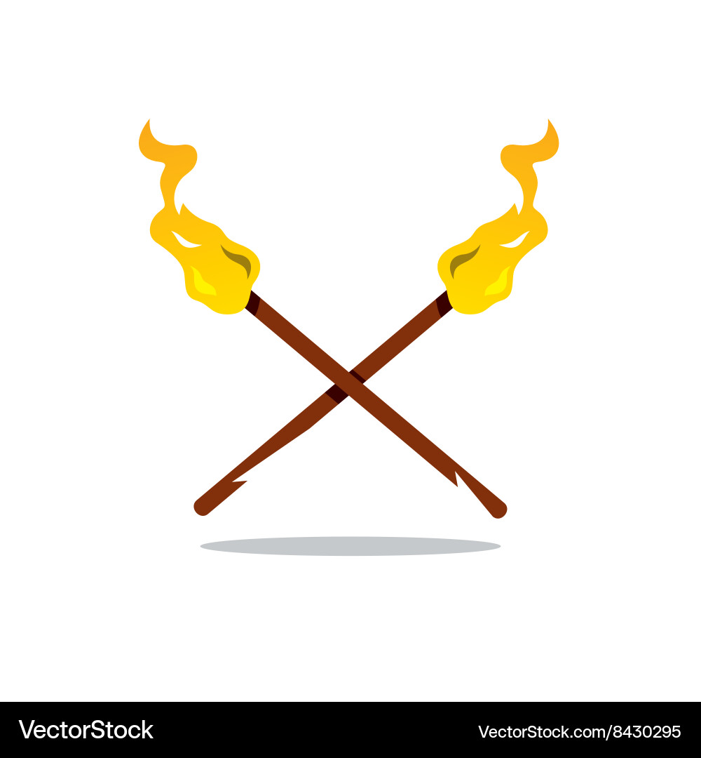 Two Torch Cartoon Royalty Free Vector Image Vectorstock