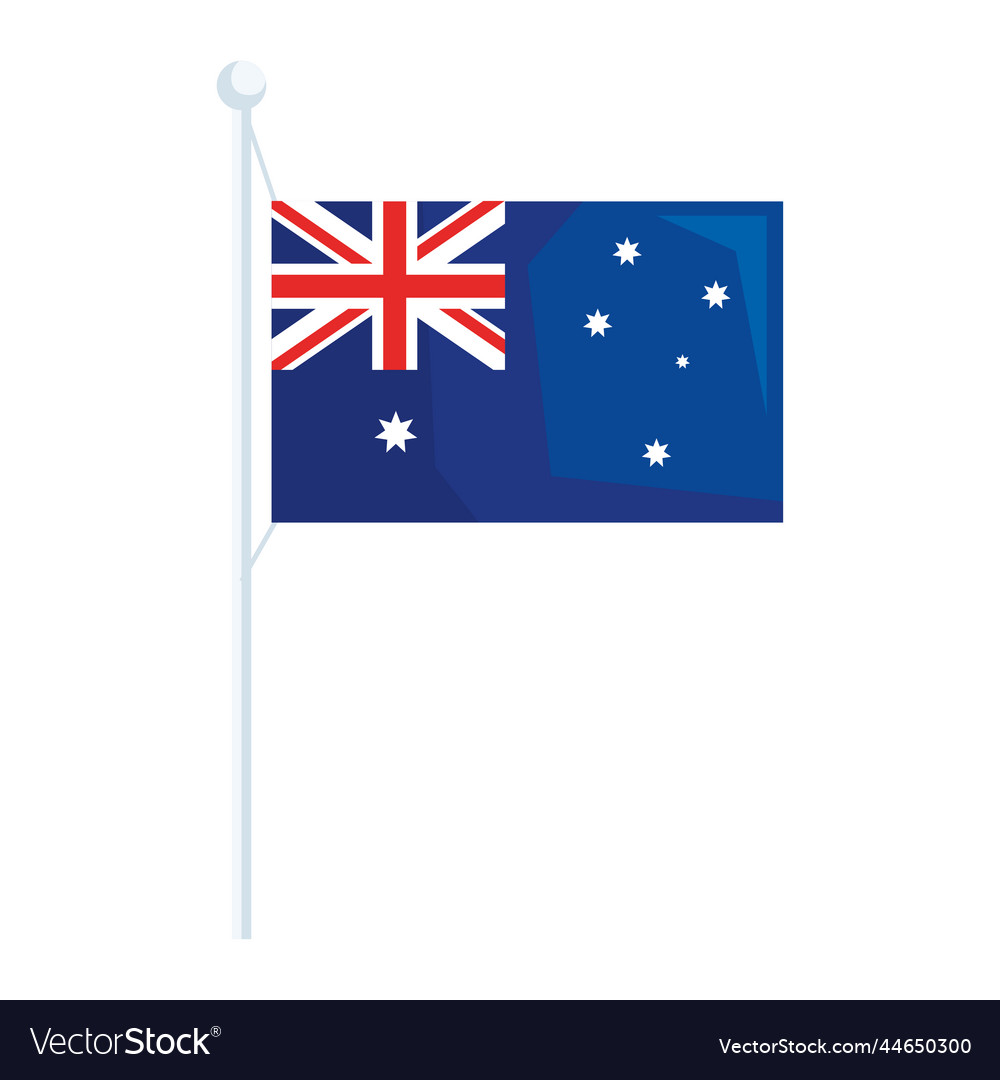 Australian Flag In Pole Royalty Free Vector Image