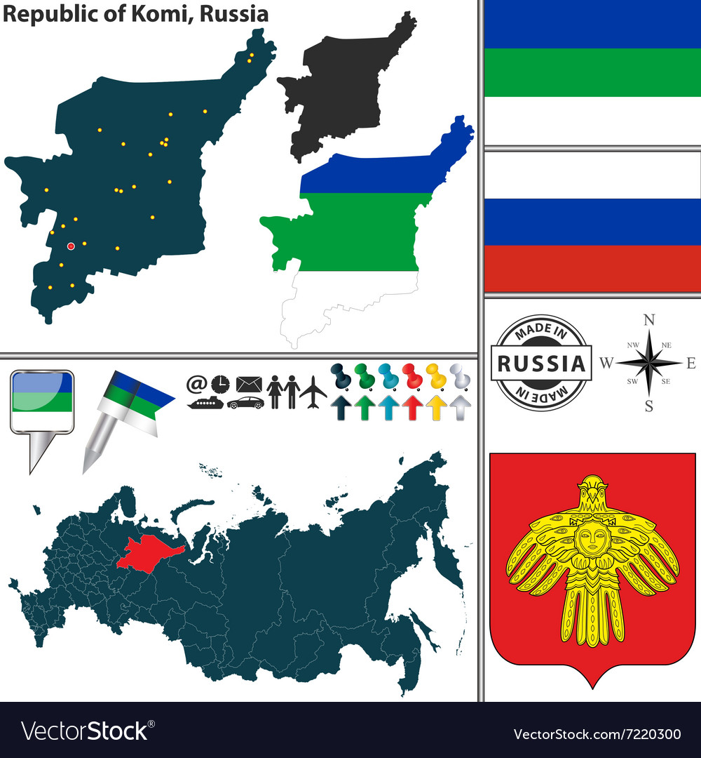 Map of republic komi Royalty Free Vector Image