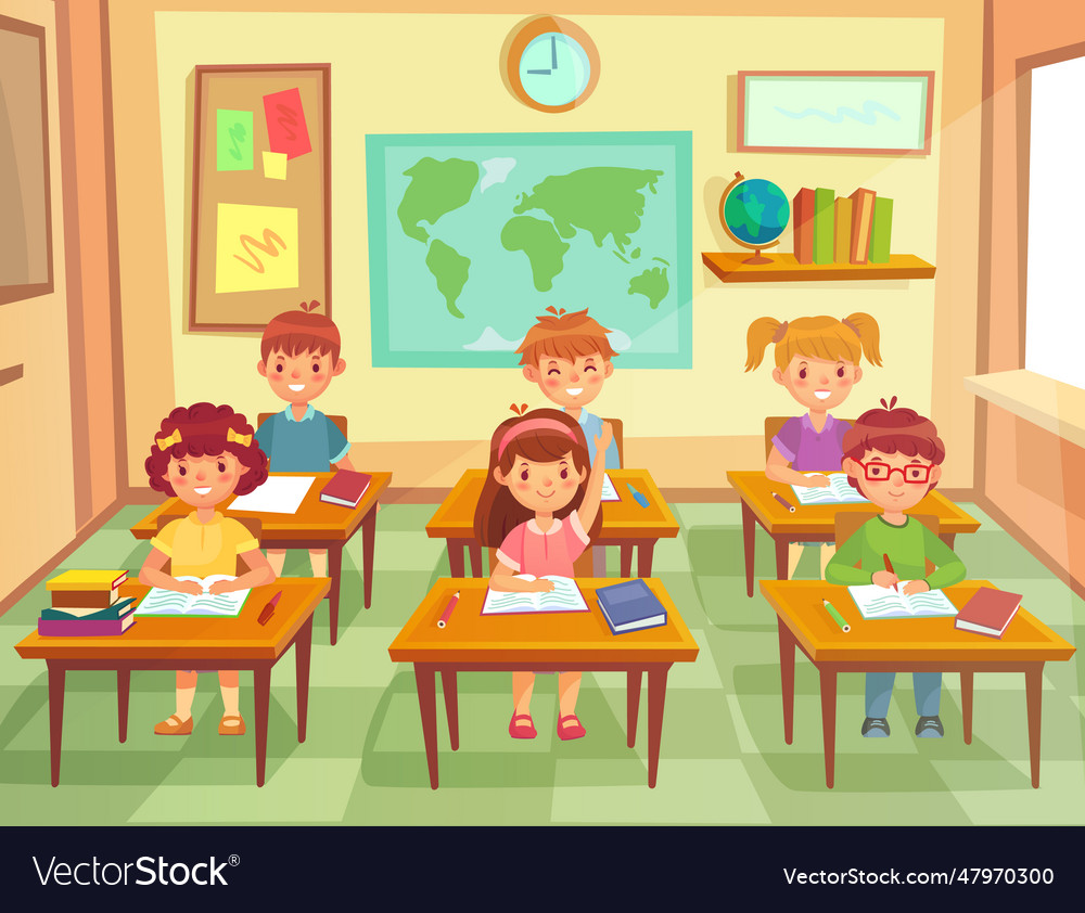 Pupil kids at classroom primary school children Vector Image