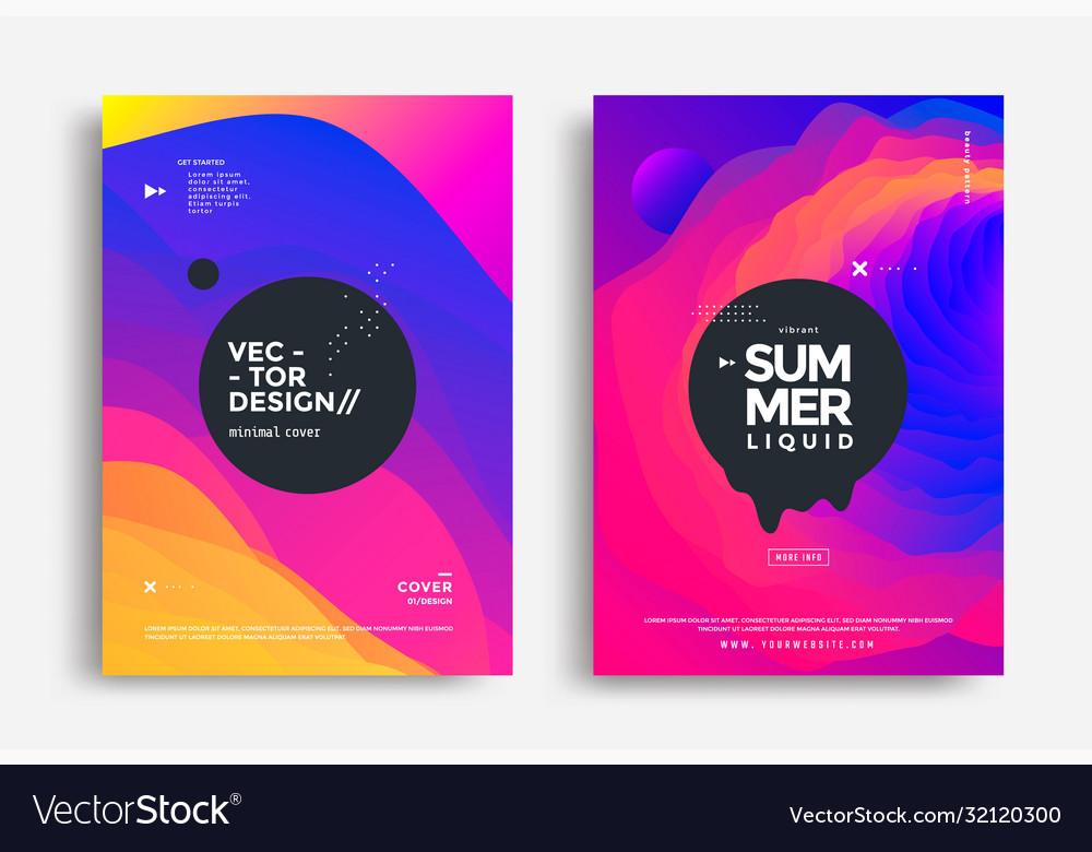 Summer wavy geometric poster design fluid banner vector image Summer wavy geometric poster design fluid banner