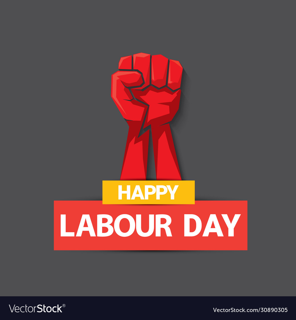 1 may happy labour day label with strong Vector Image