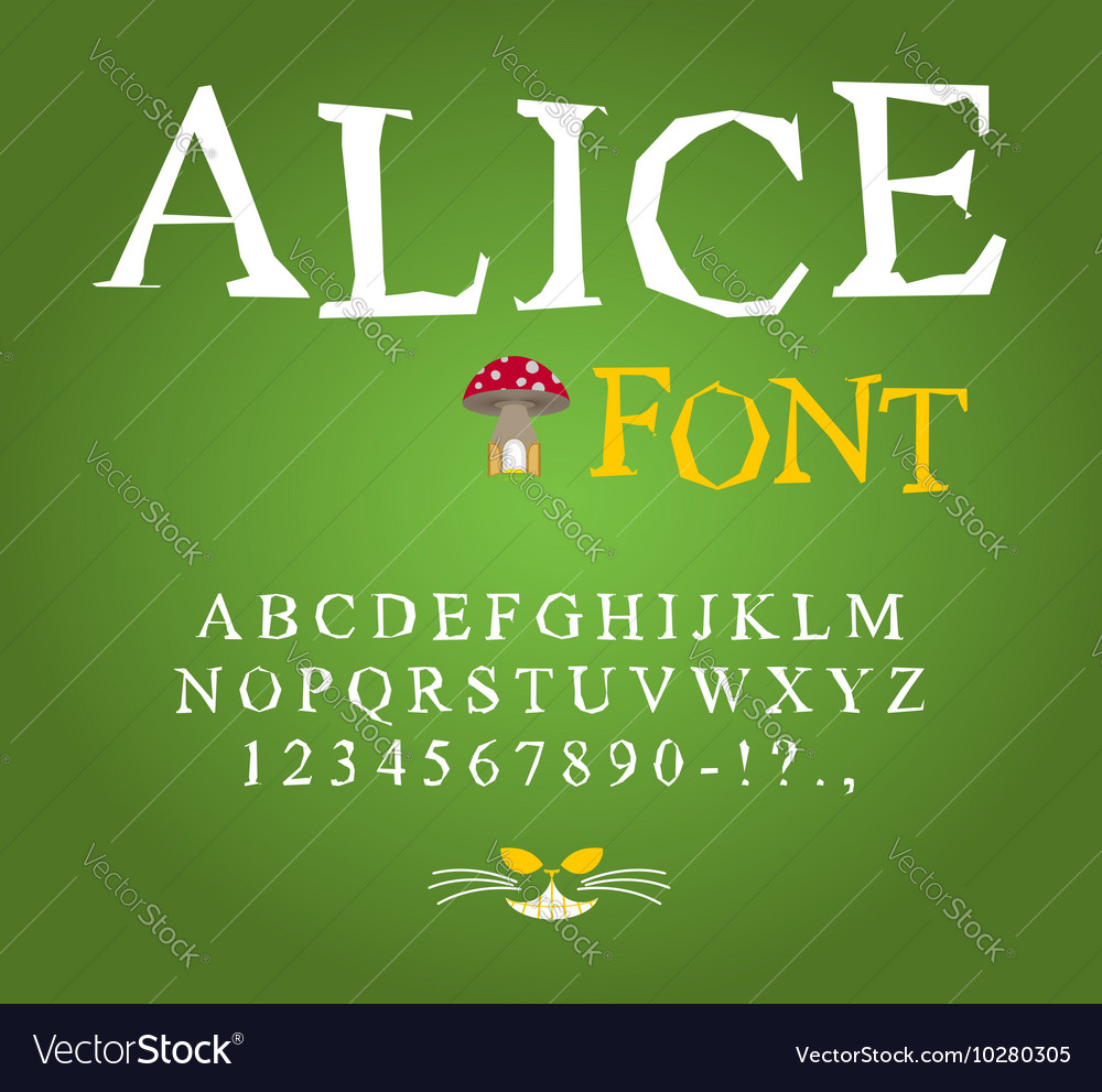 Alice in wonderland font fairy abc mad alphabet