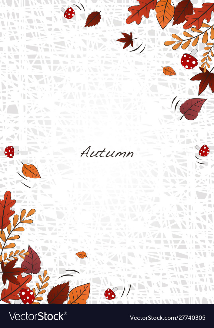 Outline flat autumn leaves and mushrooms frame Vector Image