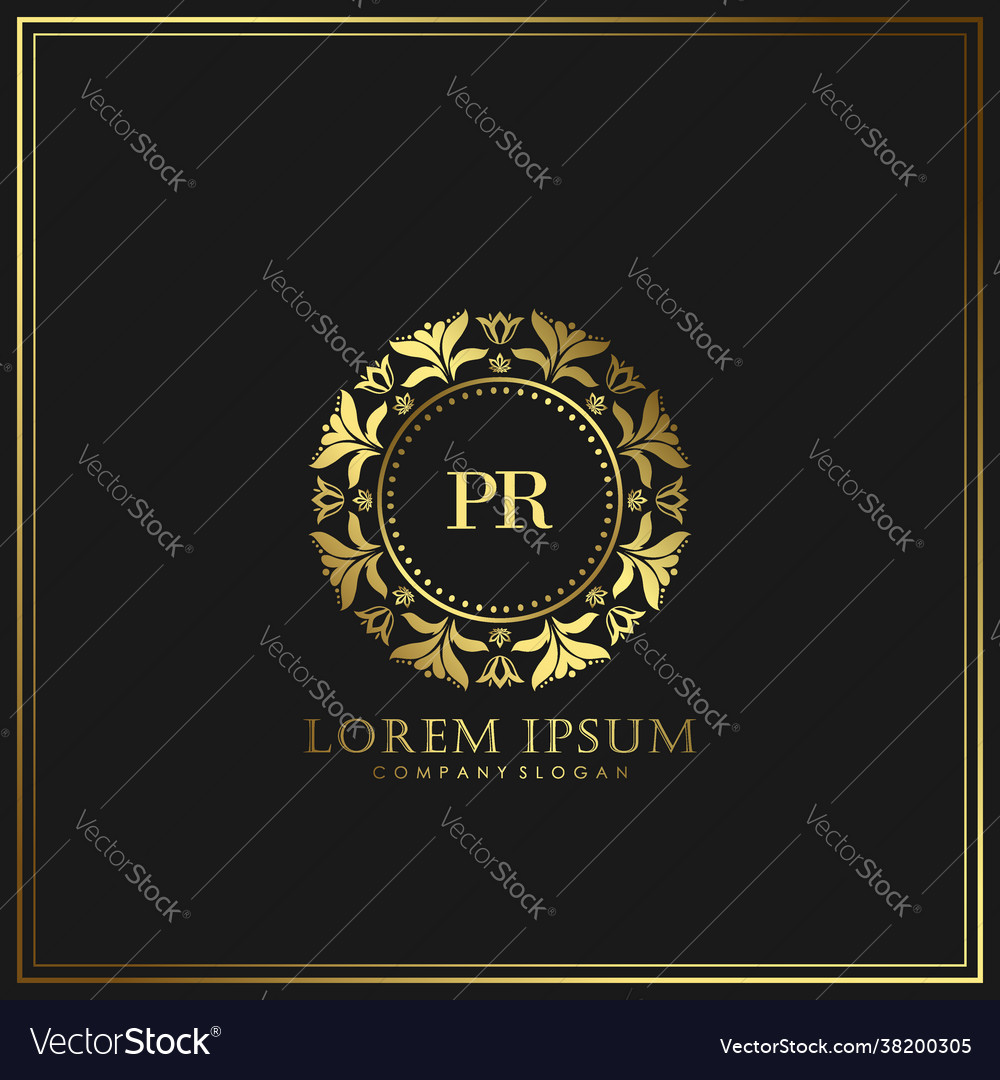 Pr initial letter luxury logo template in art Vector Image