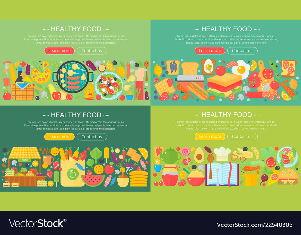 Set of trendy flat design concepts for food Vector Image