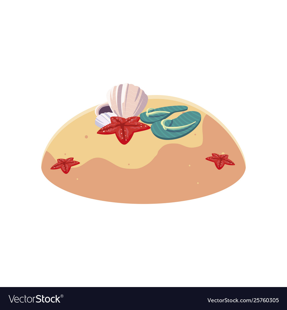 Summer sand beach with flip flops scene Royalty Free Vector