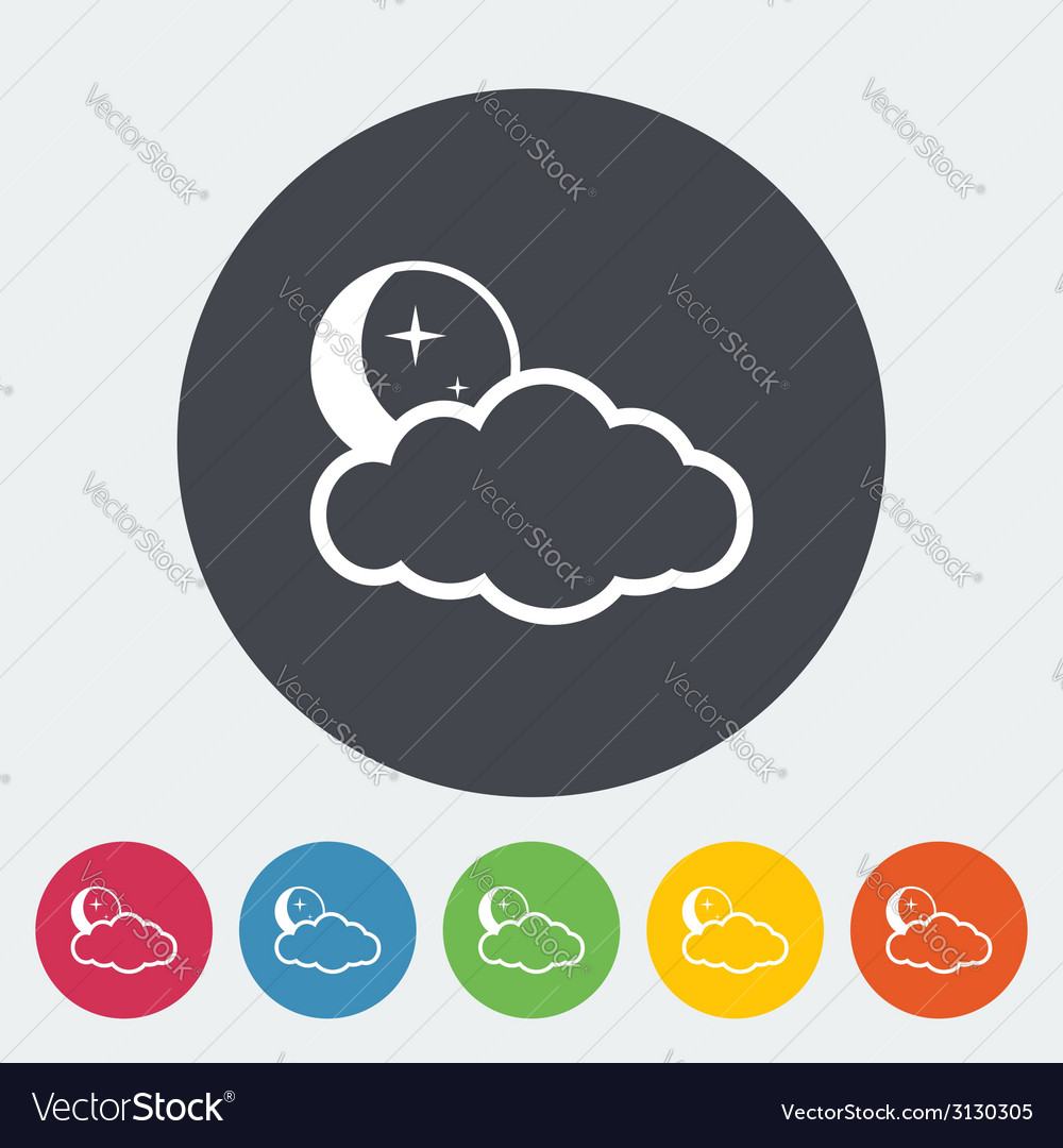 Weather flat icon moon stars and clouds