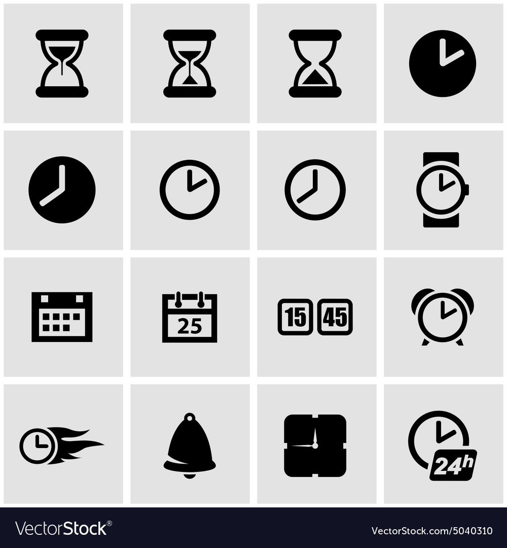 Black time icon set Royalty Free Vector Image - VectorStock