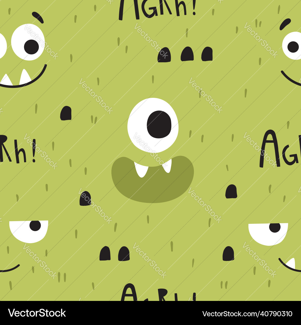 Seamless pattern with funny monsters faces Vector Image