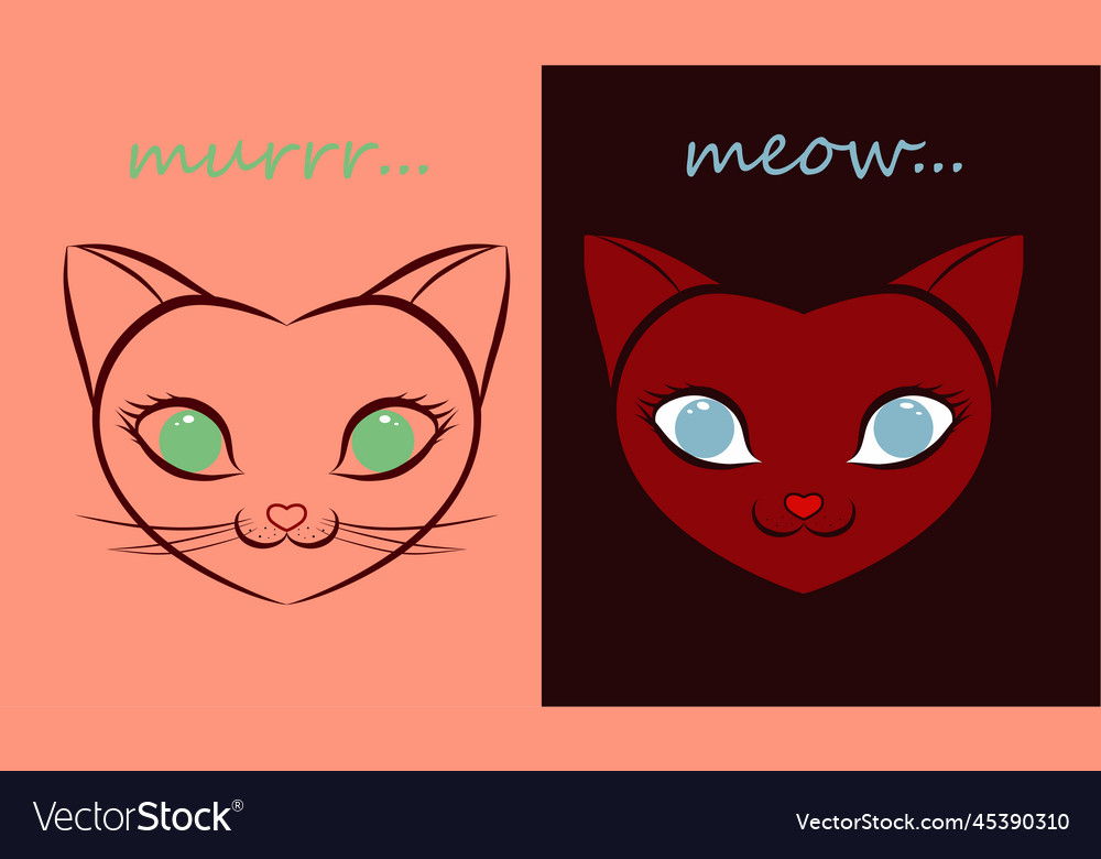 Set murr meow heart cat Royalty Free Vector Image