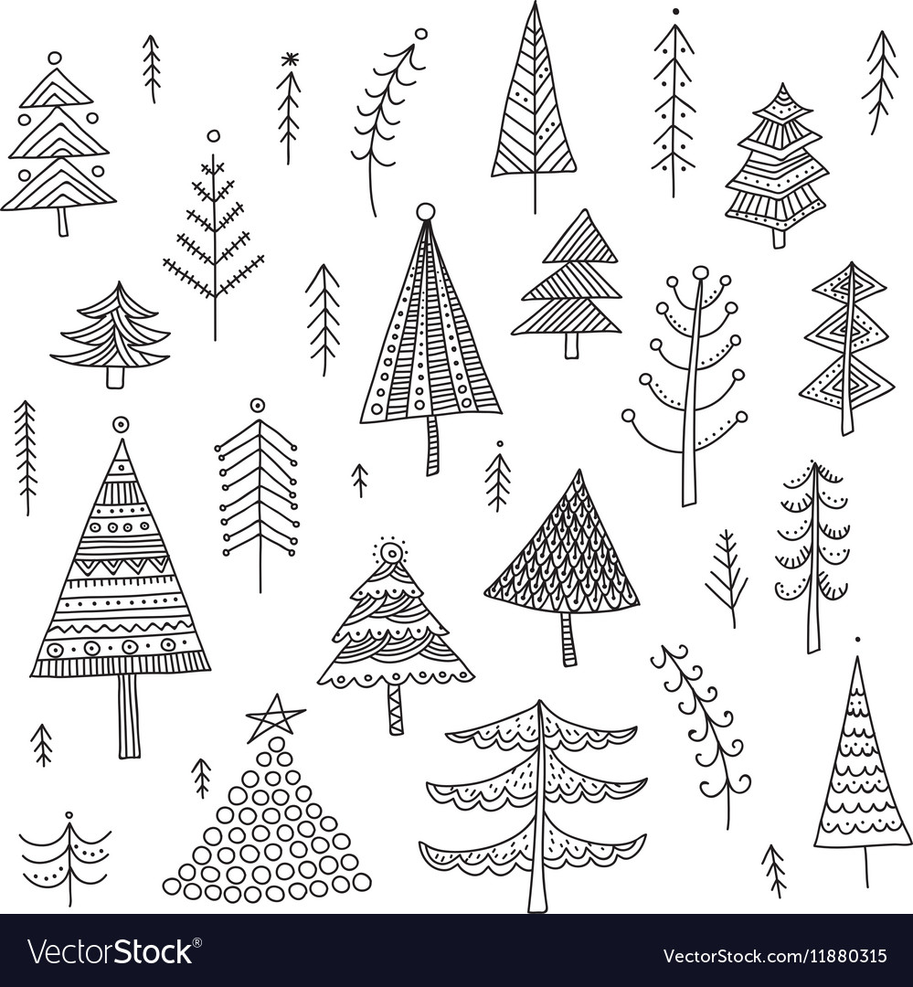 Decorated christmas trees set Royalty Free Vector Image