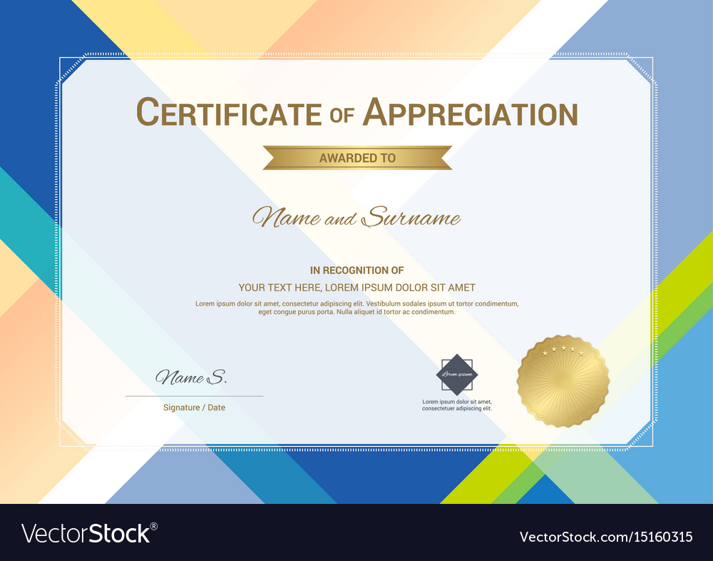 Modern certificate appreciation template Vector Image