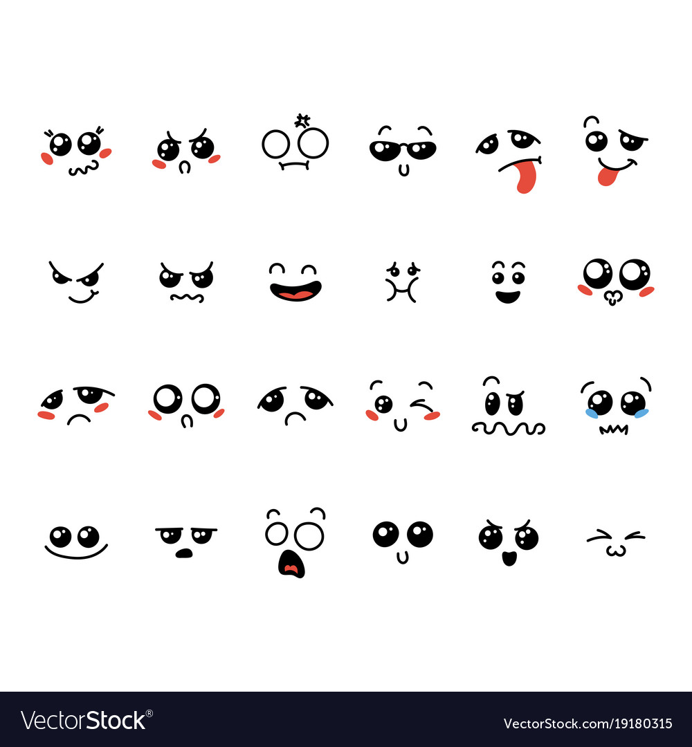 cute kawaii expression emoticon 7266550 Vector Art at Vecteezy