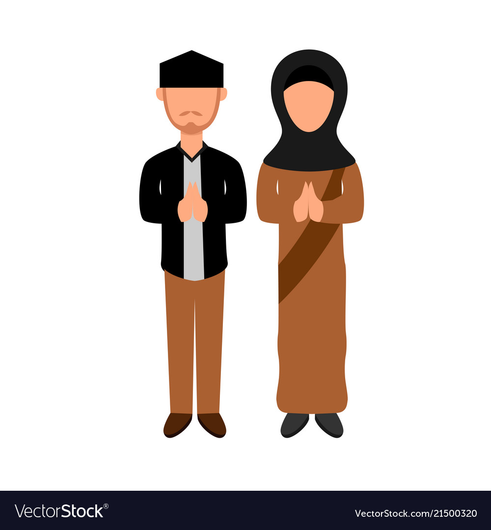 Couple greeting moslem people design Royalty Free Vector