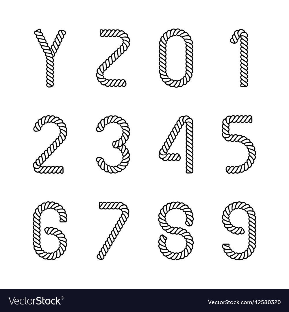 Rope alphabet modern style design font Royalty Free Vector