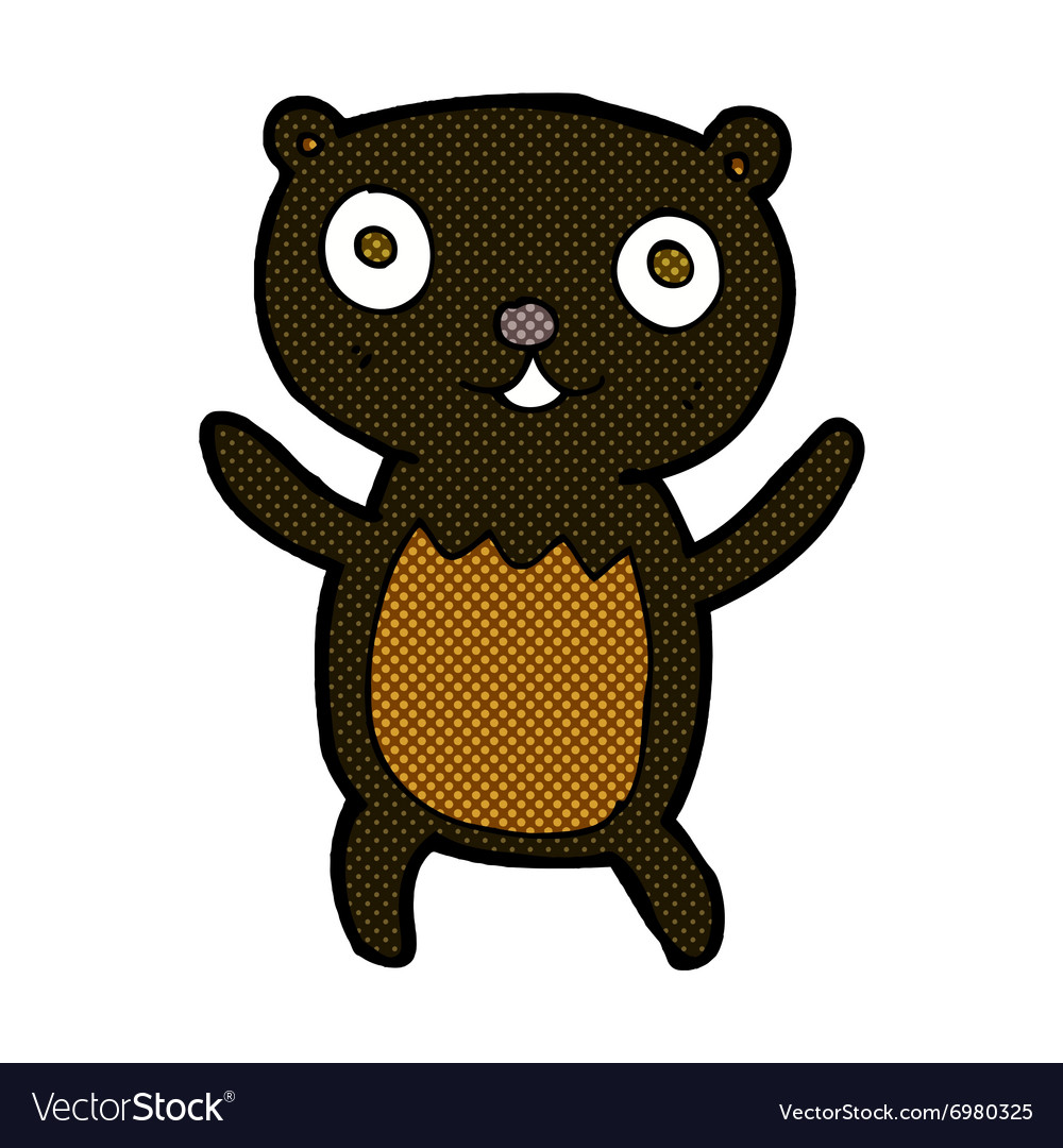 Comic Cartoon Black Bear Cub Royalty Free Vector Image
