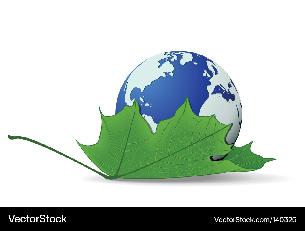 Globe on leaf Royalty Free Vector Image - VectorStock