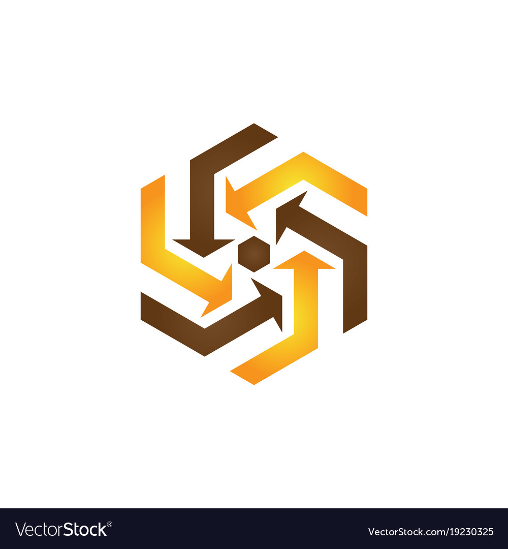 Hexagon arrow business logo Royalty Free Vector Image