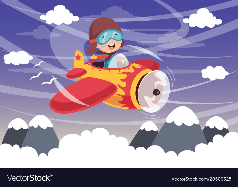 Kid operating plane Royalty Free Vector Image - VectorStock