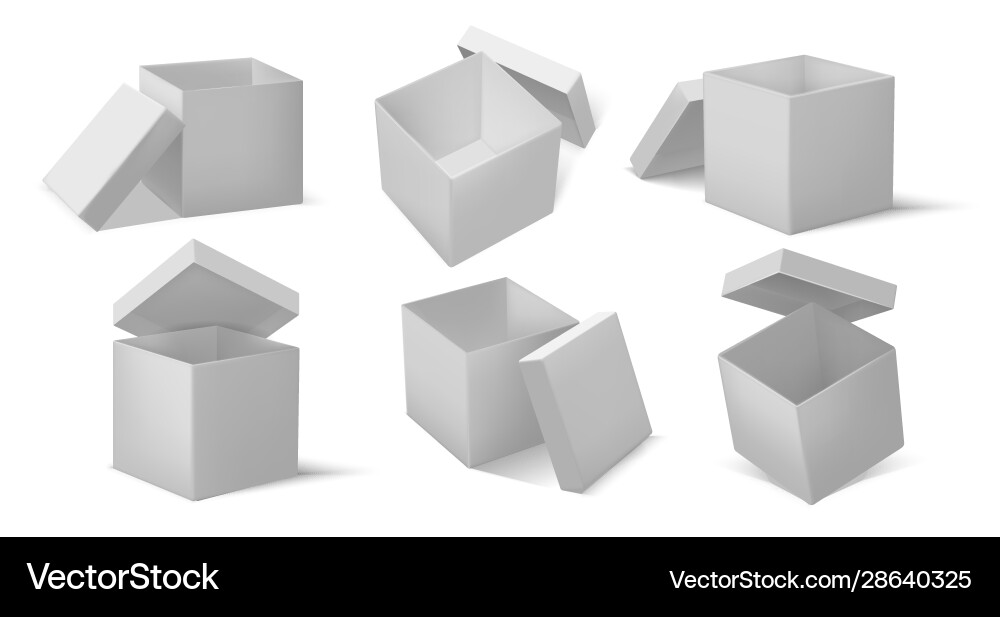 Top open box realistic open and closed cardboard Vector Image