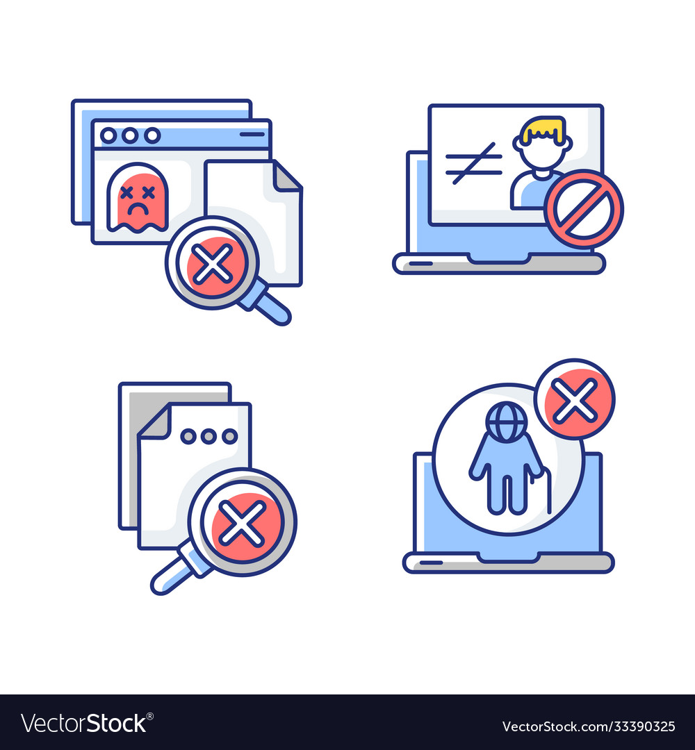 Website Errors Rgb Color Icons Set Royalty Free Vector Image