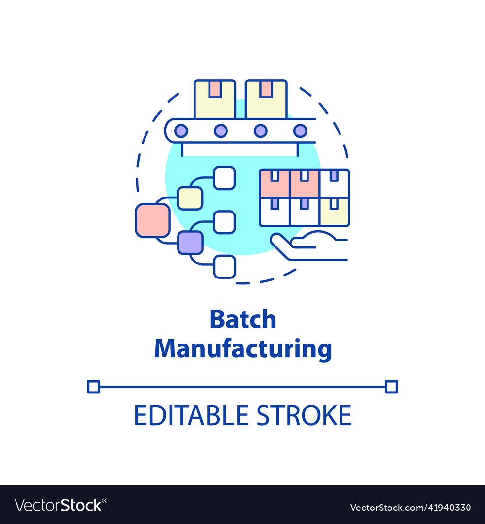 Batch manufacturing concept icon Royalty Free Vector Image