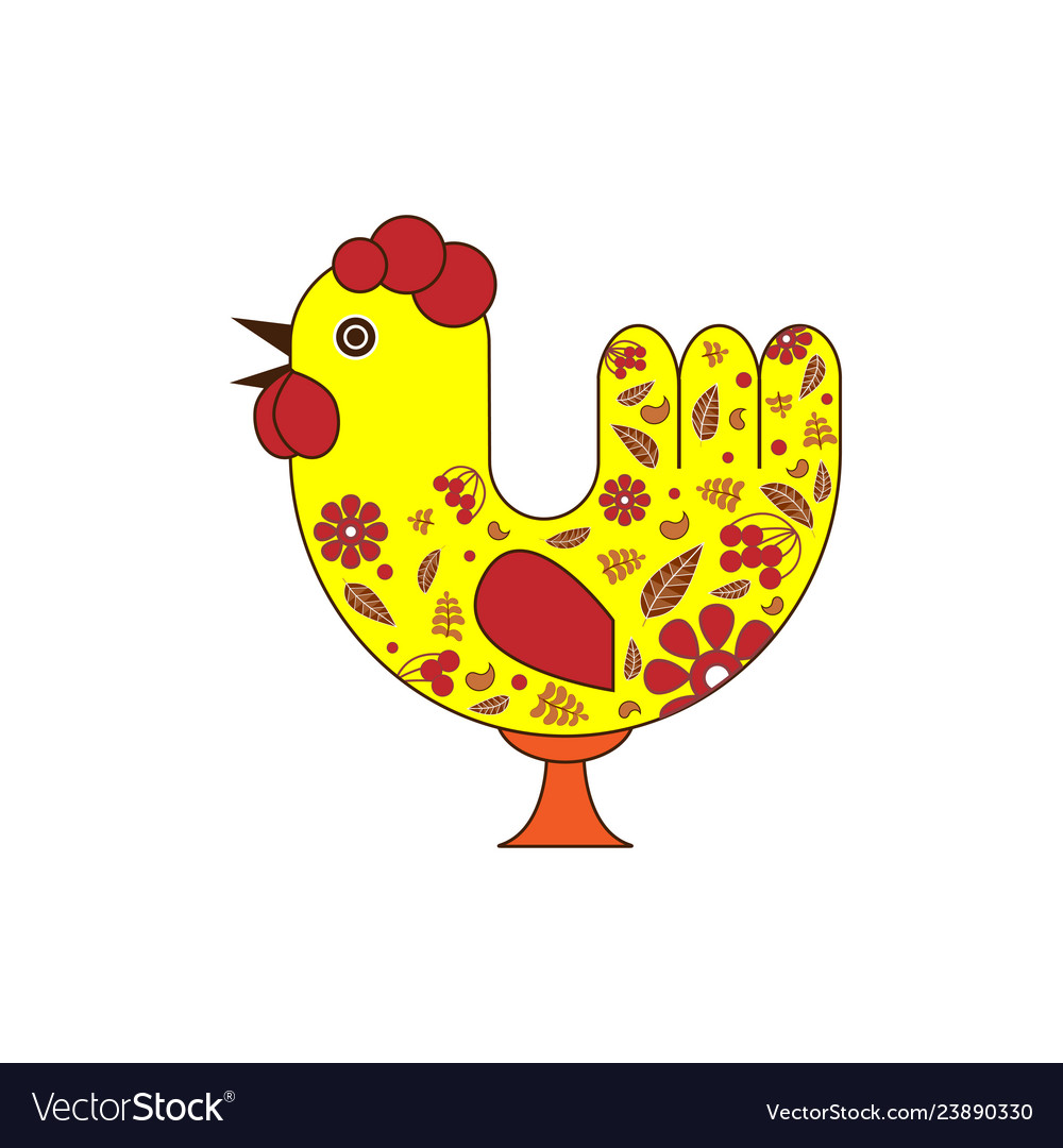 Beautiful rooster for design in the russian style Vector Image