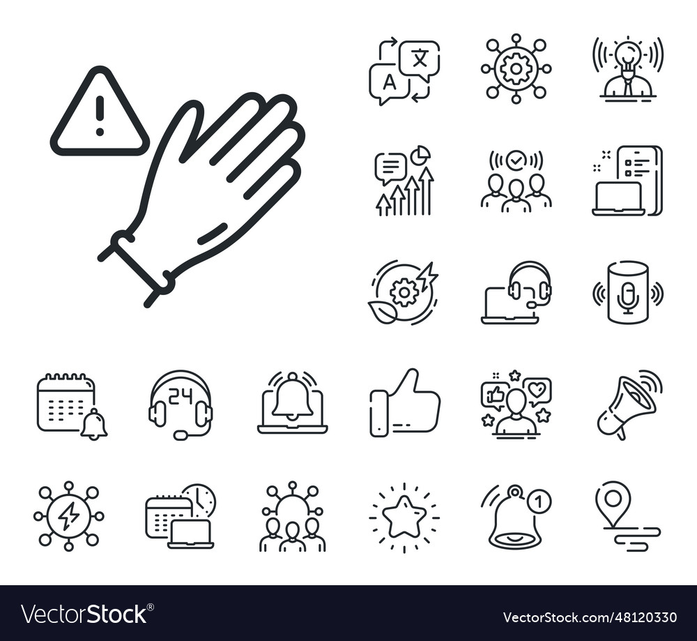 Dont touch without gloves line icon hand warning Vector Image