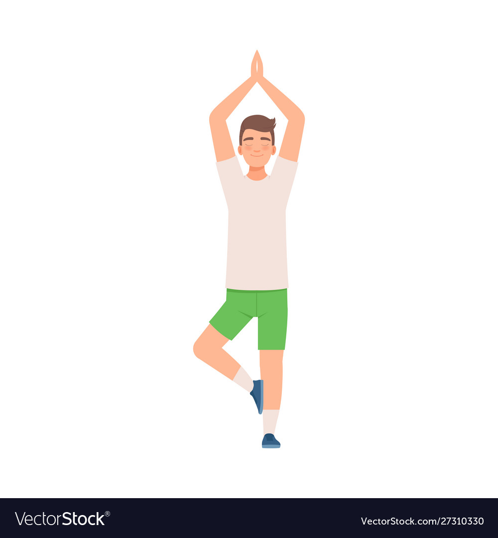 Man Stands On One Leg Royalty Free Vector Image