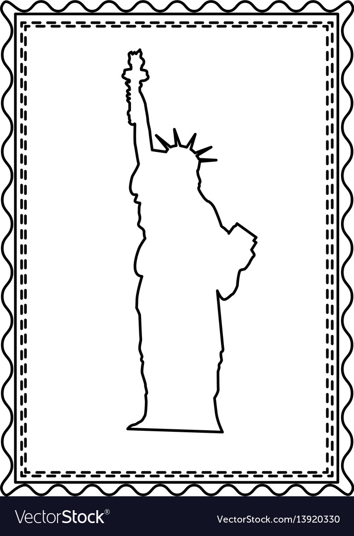 Monochrome Contour Frame Of Statue Liberty Vector Image