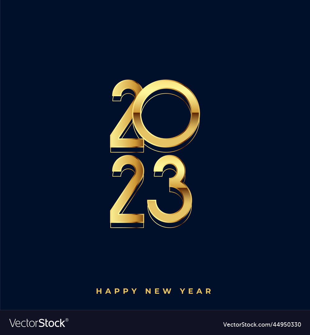 Realistic new year banner with golden 2023 text Vector Image