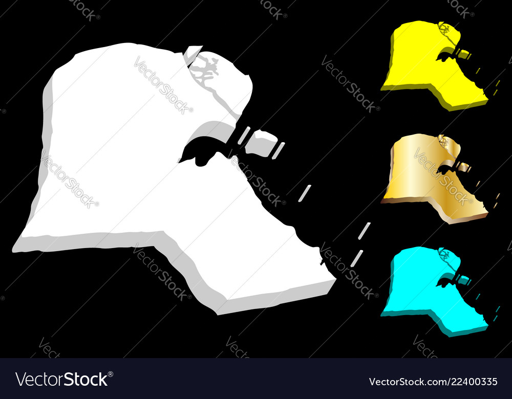 3d map of kuwait Royalty Free Vector Image VectorStock