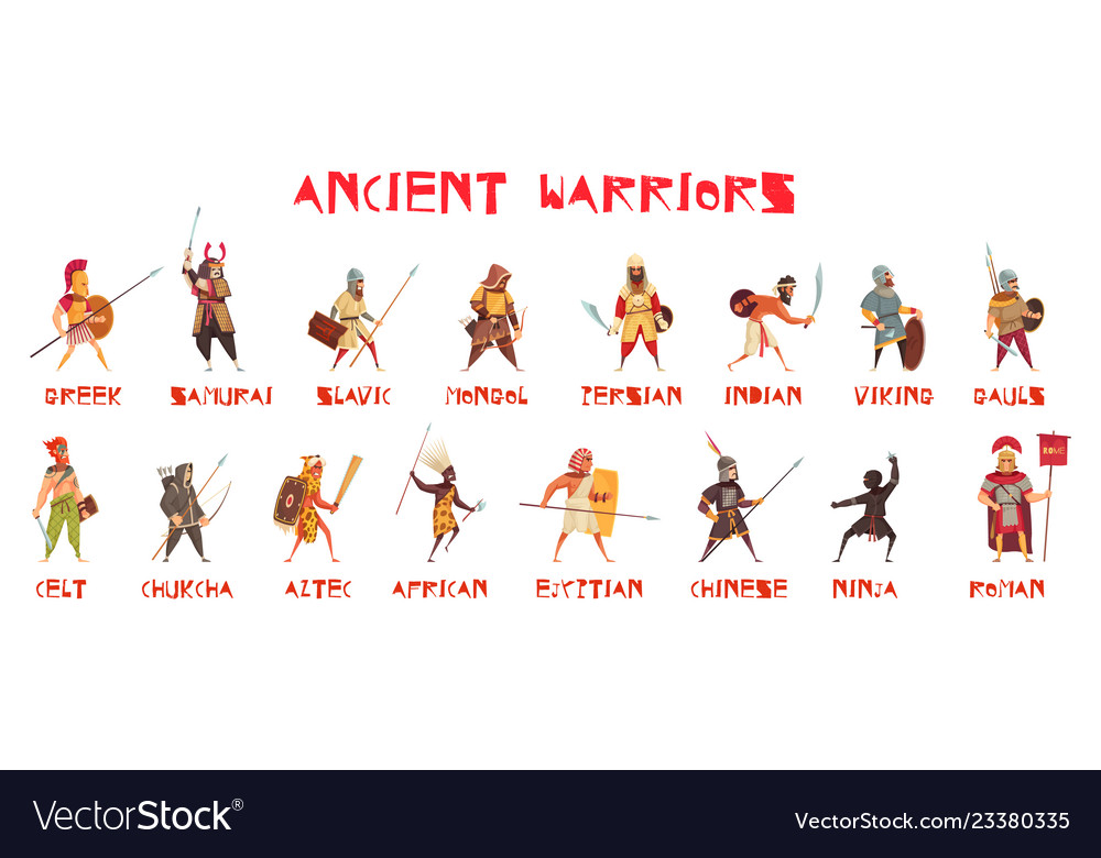 Ancient Warriors Set Royalty Free Vector Image