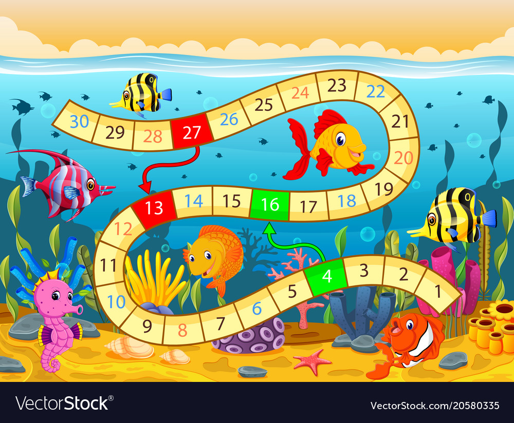 Underwater Fish Board Game Template Illustration Stock Vector by  ©interactimages 217917686