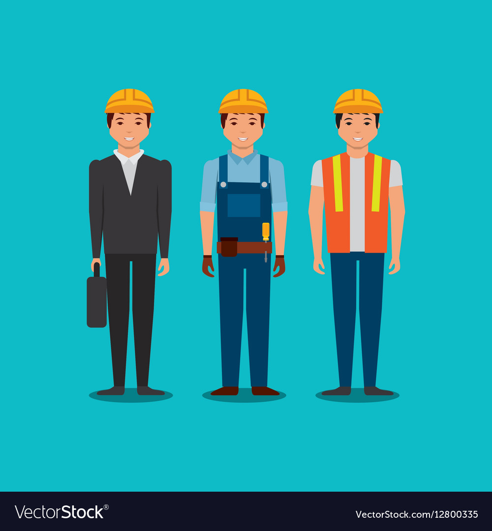 Engineer and construction workers Royalty Free Vector Image