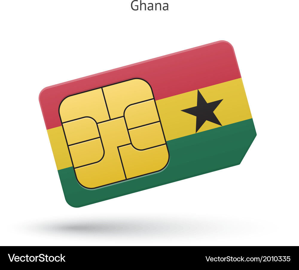 Ghana mobile phone sim card with flag Royalty Free Vector