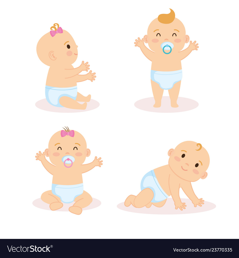 Group of babies characters Royalty Free Vector Image