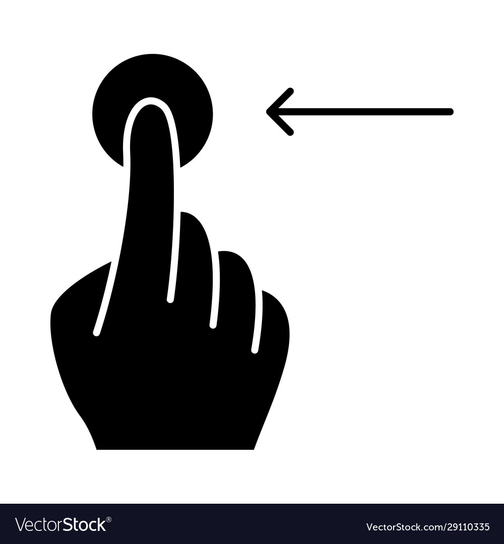 Horizontal scroll left gesture glyph icon Vector Image