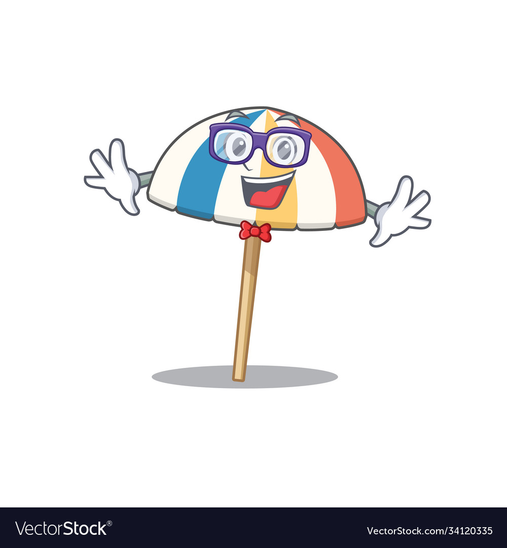 Super funny geek beach umbrella cartoon character Vector Image Super funny geek beach umbrella cartoon character Vector Image