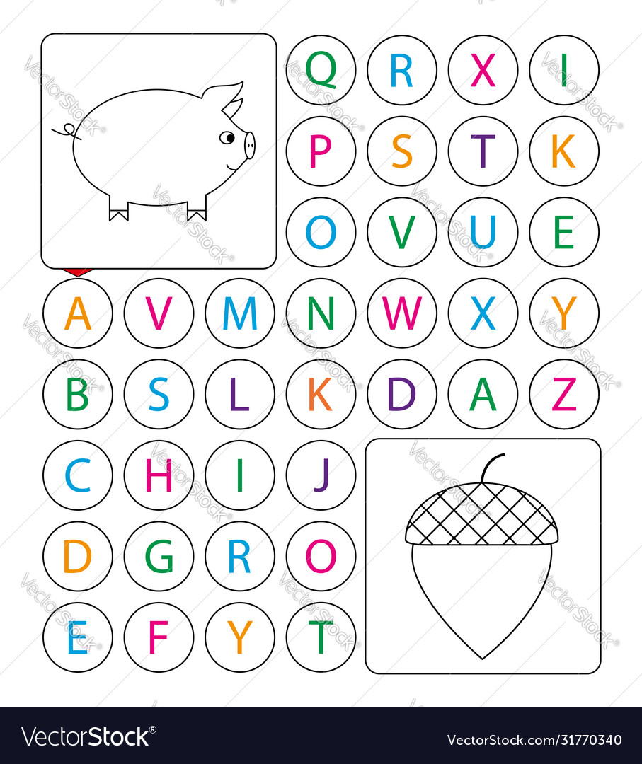 alphabetic labyrinth puzzle worksheet learning vector image