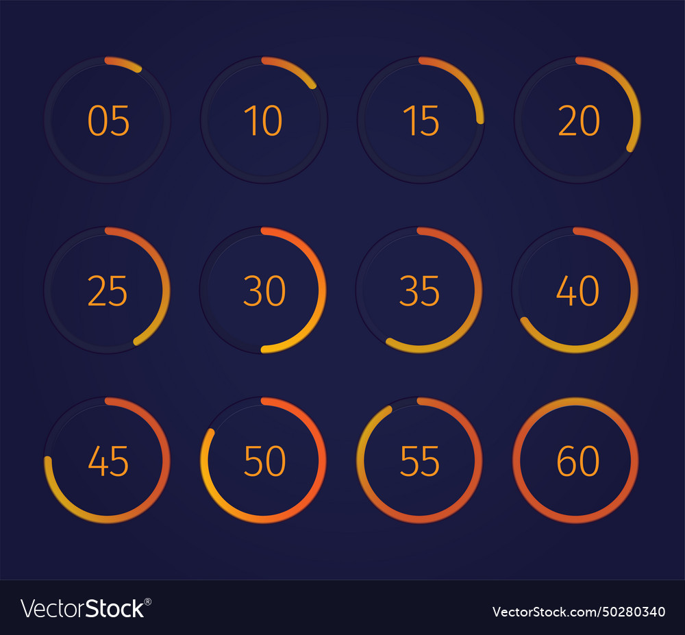 Digital clock timer set Royalty Free Vector Image