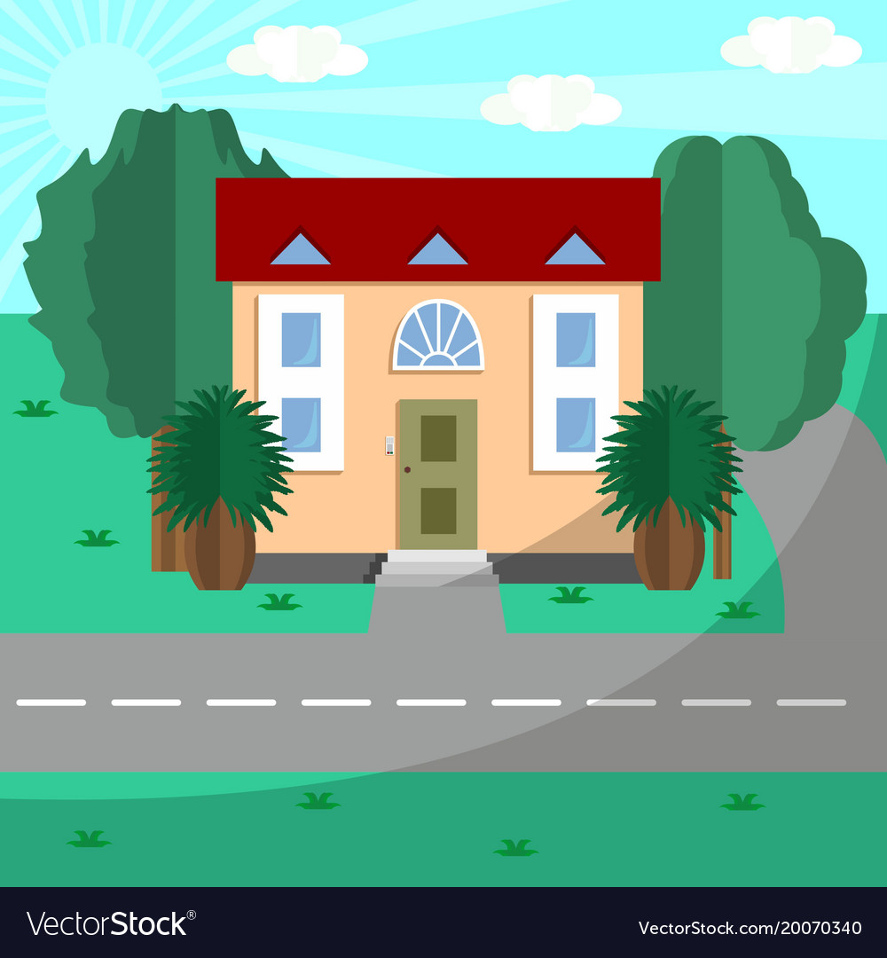 House near the road Royalty Free Vector Image - VectorStock