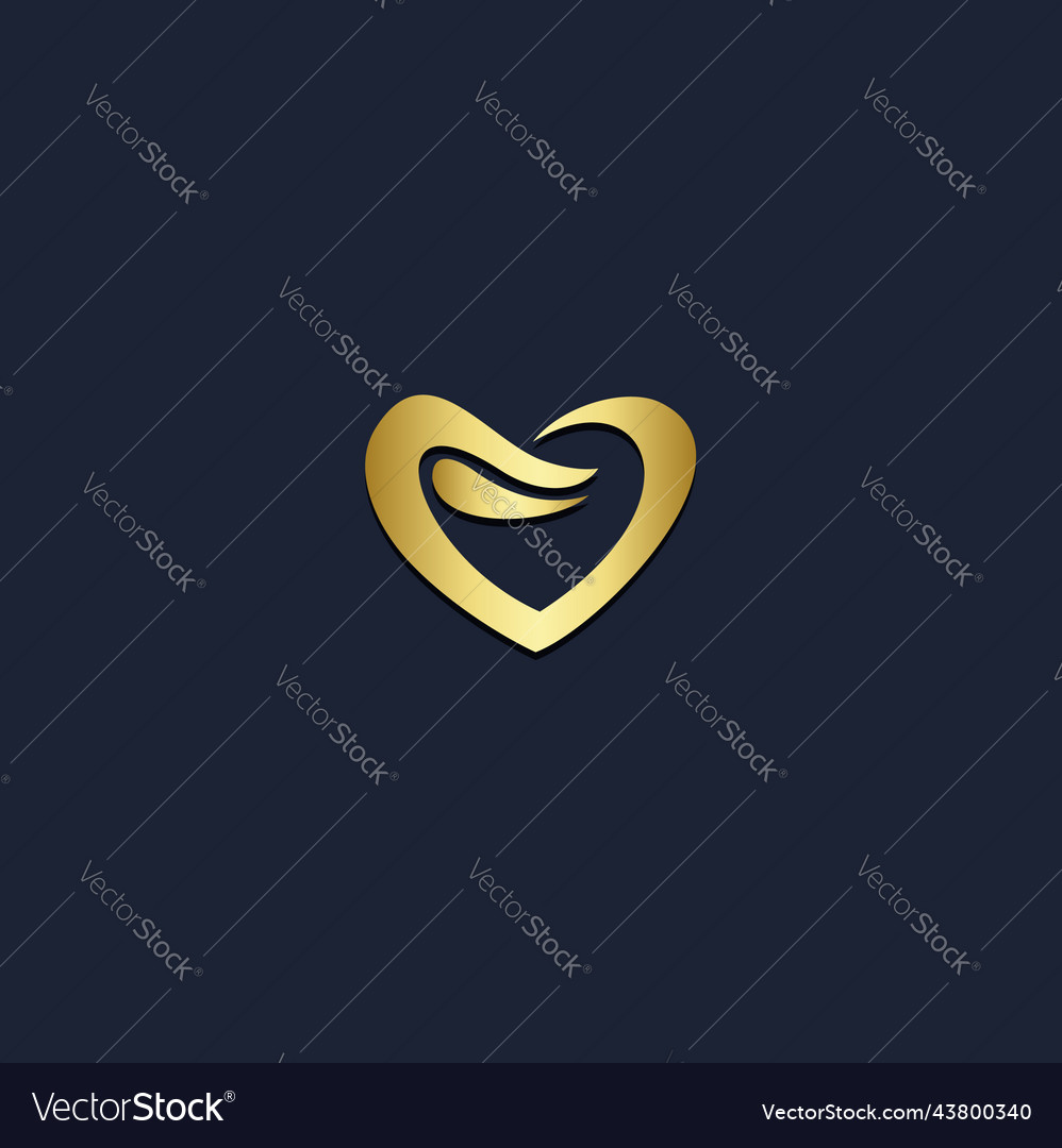 Love heart valentine gold logo Royalty Free Vector Image